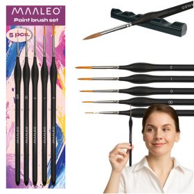   5 darabos művész ecsetkészlet tartóval – akrilhoz, akvarellhez, gouache-hoz, Maaleo