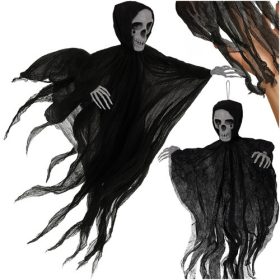   Függő fekete csontváz dekoráció – 70 cm-es Halloween dísz, Ruhhy