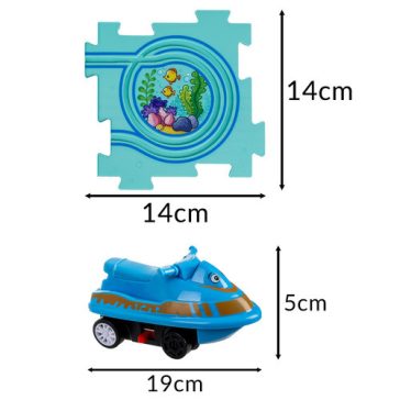 Kreatív oktató puzzle pálya – 25 részes készlet járművekkel és közlekedési táblákkal, Kruzzel