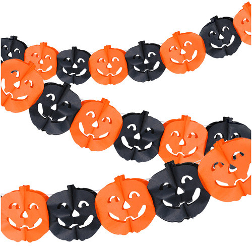 Halloween tökös girland – 3 m, papír dekoráció, Ruhhy