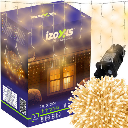  Izoxis 500 LED Kültéri Jégcsap Fényfüzér – 22,5 m Meleg Fehér (Flash)