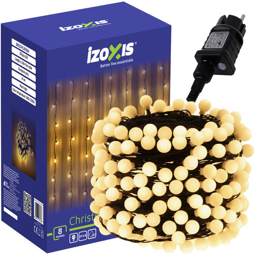  Izoxis 300 LED Gömb Fényfüzér – 30m Meleg Fehér (8 Mód)
