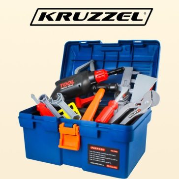 Gyermek szerszámosláda bőrönddel és kiegészítőkkel, Kruzzel