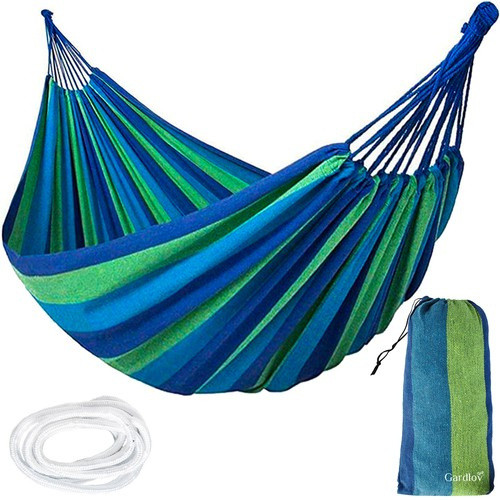 Kétszemélyes függőágy fa keresztléc nélkül, színes – 150 kg, 240 × 150 cm, Gardlov
