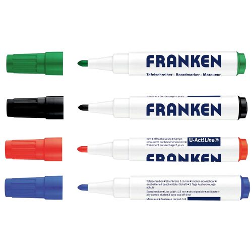 Táblamarker készlet, 1-3mm, kerek, antibakteriális , Z1999 Franken 4 klf. Szín
