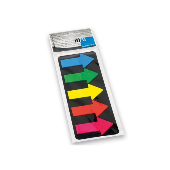 Jelölőcímke 25x45mm, 5x25lap, műanyag nyíl Info Notes kék zöld sárga narancssárga rózsaszín Jelölőcímke 25x45mm, 5x25lap, műanyag nyíl Info Notes kék zöld sárga narancssárga rózsaszín