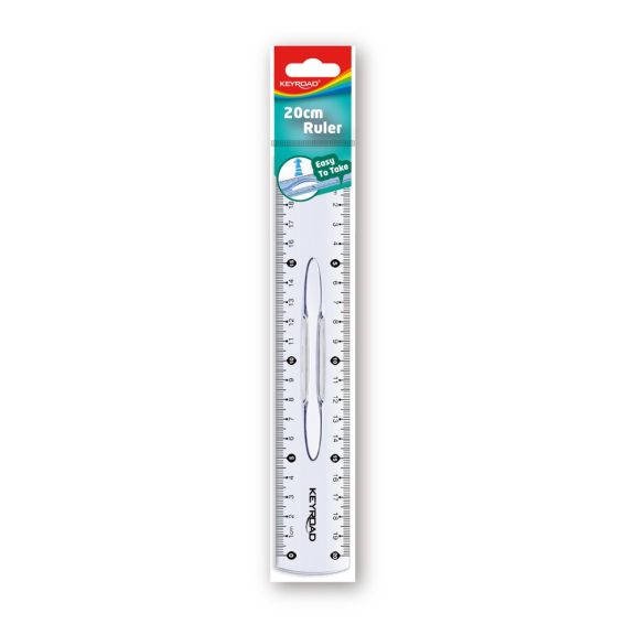 Vonalzó 20 cm, kétoldalt skálázott, fogantyús Keyroad Vonalzó 20 cm, kétoldalt skálázott, fogantyús Keyroad