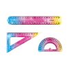 Vonalzókészlet, 20 cm, flexibilis vonalzó, szögmérő, derékszög vonalzó, 3 db/bliszter Keyroad Flex Draw vegyes színek