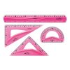 Vonalzókészlet, 30 cm, flexibilis vonalzó, szögmérő, 45° és 60° háromszög vonalzók 4 db/bliszter Keyroad vegyes színek