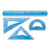 Vonalzókészlet, 30 cm, flexibilis vonalzó, szögmérő, 45° és 60° háromszög vonalzók 4 db/bliszter Keyroad vegyes színek