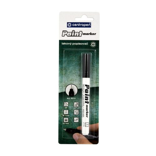 Lakkmarker 0,7mm, vékony metál hegy Centropen 9211 fekete