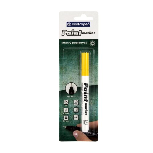 Lakkmarker 0,7mm, vékony metál hegy Centropen 9211 sárga