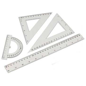 Vonalzókészlet, 30cm, vonalzó, szögmérő, 45° és 60° háromszög vonalzók 4 db/csom