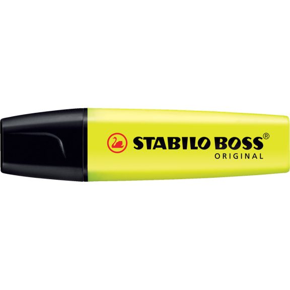 Szövegkiemelő 2-5mm, vágott hegyű, STABILO Boss original 70/24 sárga Szövegkiemelő 2-5mm, vágott hegyű, STABILO Boss original 70/24 sárga
