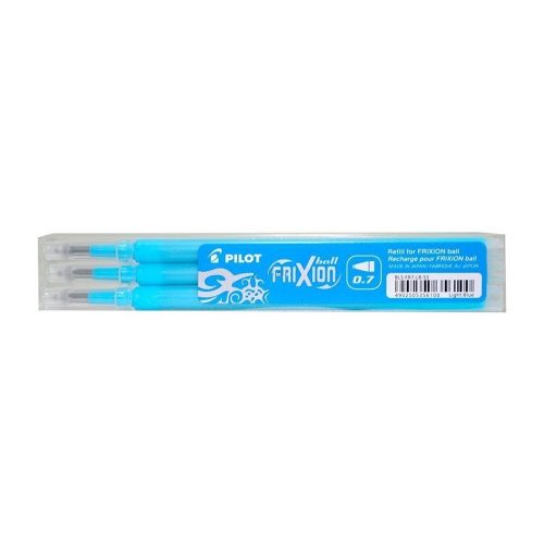 Rollertoll betét golyóméret 0,7mm, 3 db/csom Pilot Frixion Ball/Clicker, írásszín világoskék