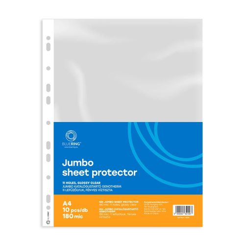 Genotherm lefűzhető, A4, 180 micron jumbo katalógustartó Bluering® 10 db/csomag,