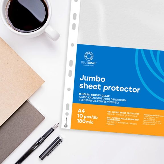 Genotherm lefűzhető, A4, 180 micron jumbo katalógustartó Bluering® 10 db/csomag, Genotherm lefűzhető, A4, 180 micron jumbo katalógustartó Bluering® 10 db/csomag,