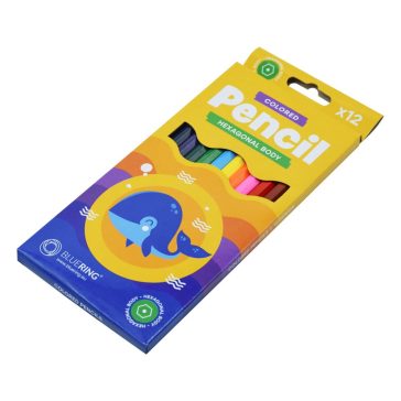 Színes ceruza készlet, hatszögletű Bluering® 12 klf. szín