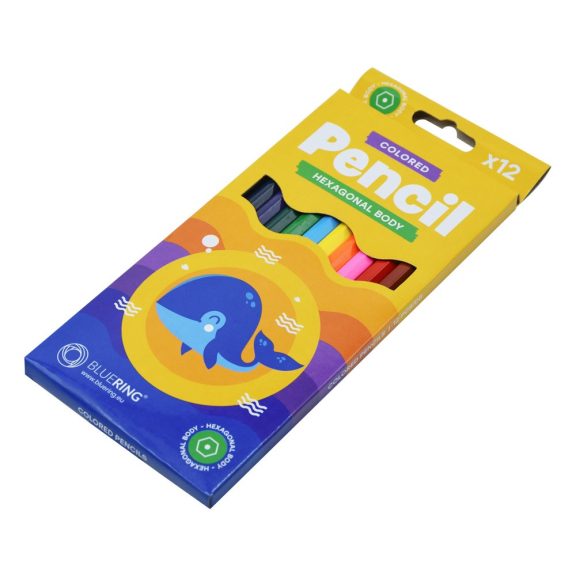 Színes ceruza készlet, hatszögletű Bluering® 12 klf. szín Színes ceruza készlet, hatszögletű Bluering® 12 klf. szín