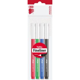   Rostirón, tűfilc vízbázisú, 0,5mm, kerek test, Tinten Pen Ico, 4 klf.szín