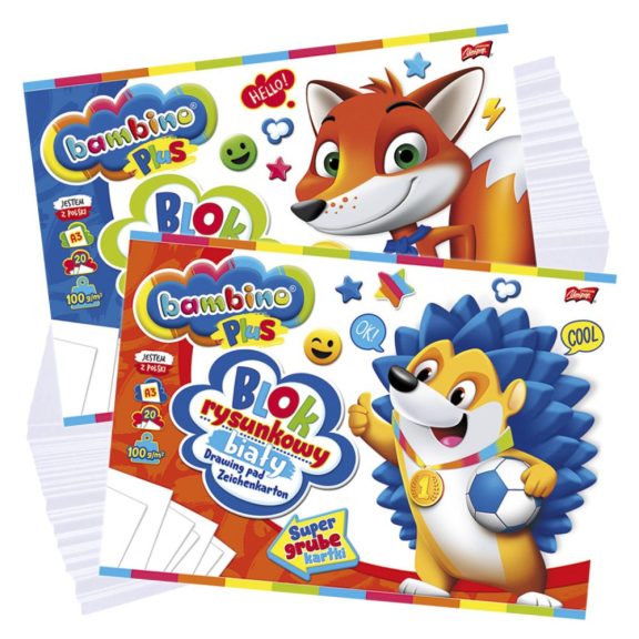Rajztömb A3, 20 fehér lap, 100g, Bambino Rajztömb A3, 20 fehér lap, 100g, Bambino