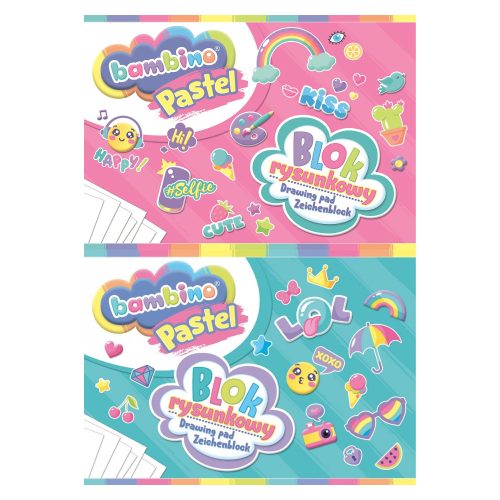Rajztömb A4, 20 lapos, Bambino Pastel