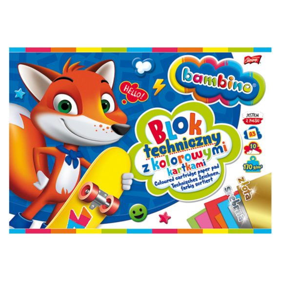 Rajzpapír tömb A3, 10 színes lap (arany és ezüst is), Bambino Rajzpapír tömb A3, 10 színes lap (arany és ezüst is), Bambino
