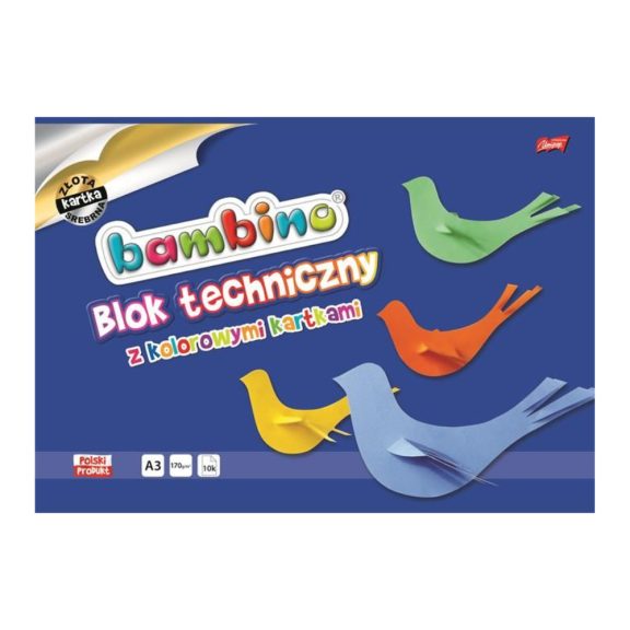 Rajzpapír tömb A3, 10 színes lap (arany és ezüst is), Bambino Rajzpapír tömb A3, 10 színes lap (arany és ezüst is), Bambino