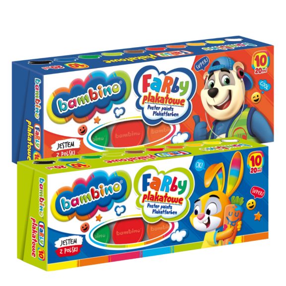 Tempera festék, 10 színű, 20 ml, Bambino Tempera festék, 10 színű, 20 ml, Bambino