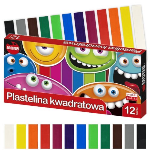 Gyurma, 12 szín, négyzetes tégelyben, MONA