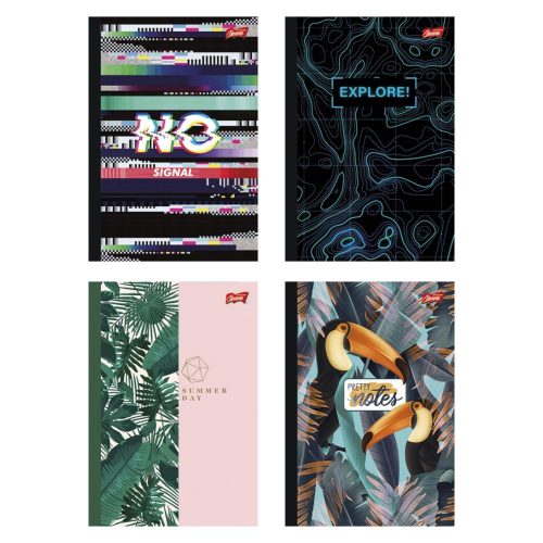 Keményfedeles füzet B5, 96 lapos, négyzetrácsos, MIX Unipap