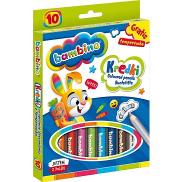 Jumbo színes ceruzák, 10 szín és hegyező, Bambino