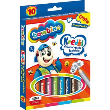 Jumbo színes ceruzák, 10 szín és hegyező, Bambino