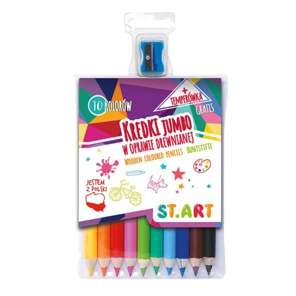 Jumbo színes ceruzák, 10 szín és hegyező, ST.ART