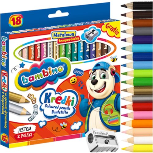 Jumbo színes ceruzák, 18 szín és hegyező, Bambino