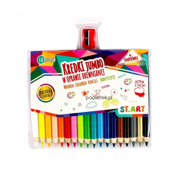 Jumbo színes ceruzák, 18 szín és hegyező, ST.ART