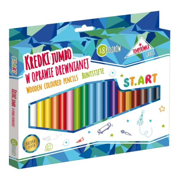 Jumbo színes ceruzák, 18 szín és hegyező, ST.ART