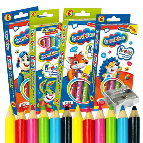 Jumbo színes ceruzák, 6 szín és hegyező