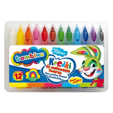 Arcfestő zsírkréták, 12 színű, Bambino