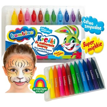 Arcfestő zsírkréták, 12 színű, Bambino