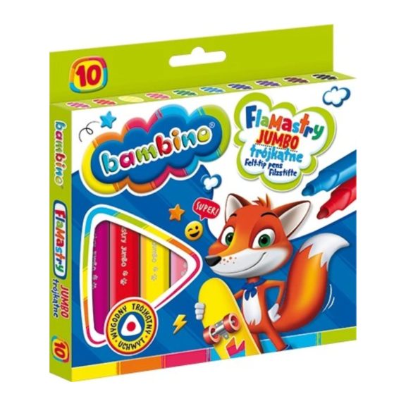 Háromszög filctollak, 10 db, Bambino