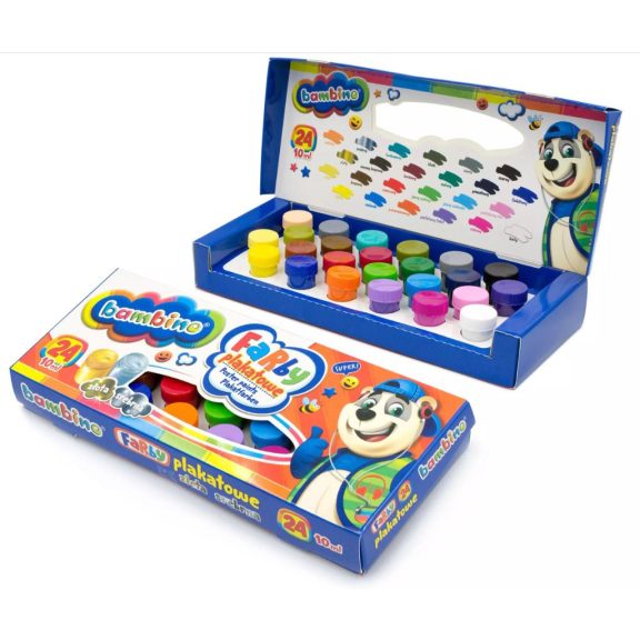 Tempera festék, 24 színű, 10 ml, Bambino Tempera festék, 24 színű, 10 ml, Bambino