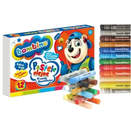 Olajpasztell kréták, 12 szín, BAMBINO