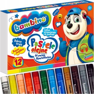 Olajpasztell kréták, 12 szín, BAMBINO