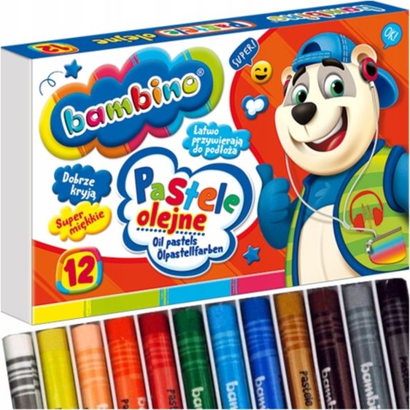 Olajpasztell kréták, 12 szín, BAMBINO Olajpasztell kréták, 12 szín, BAMBINO