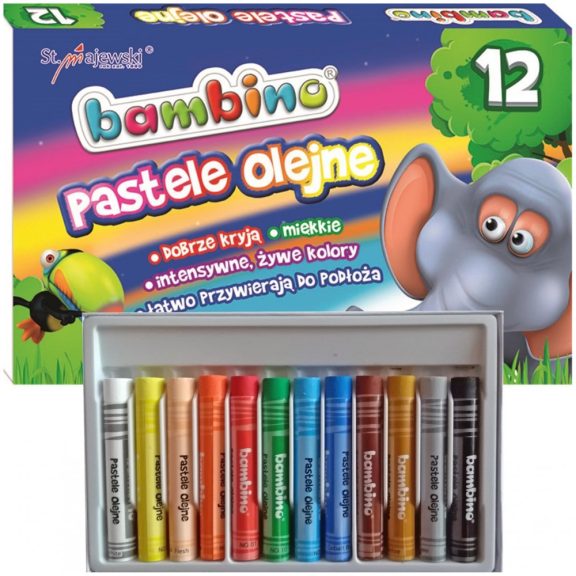 Olajpasztell kréták, 12 szín, BAMBINO Olajpasztell kréták, 12 szín, BAMBINO