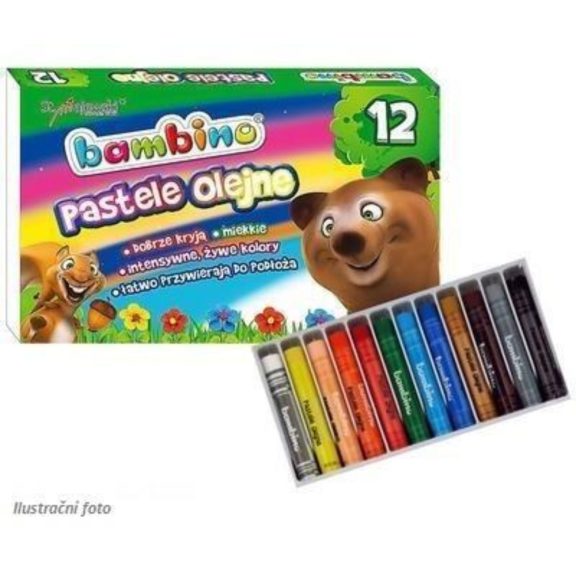 Olajpasztell kréták, 12 szín, BAMBINO Olajpasztell kréták, 12 szín, BAMBINO