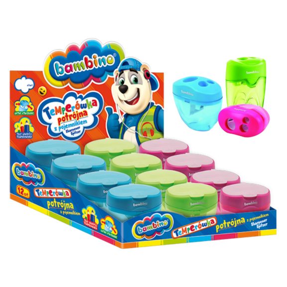 Tripla hegyező, tartállyal, STANDARD, BAMBINO Tripla hegyező, tartállyal, STANDARD, BAMBINO