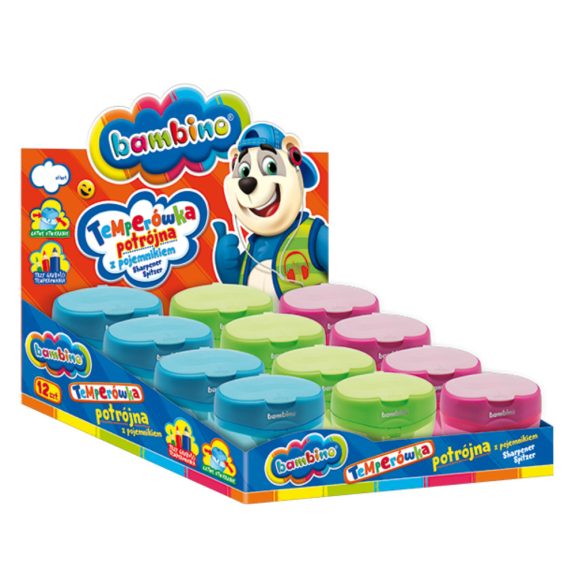 Tripla hegyező, tartállyal, STANDARD, BAMBINO Tripla hegyező, tartállyal, STANDARD, BAMBINO