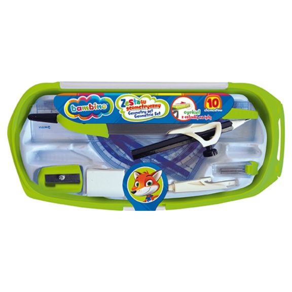Körző és vonalzó készlet, 10 db, STANDARD, BAMBINO Körző és vonalzó készlet, 10 db, STANDARD, BAMBINO